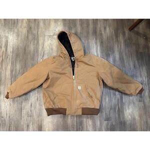 Carhartt Canvas Quilted  Lined Hooded Jacket Men’s XL Tan Brown Heavy Weight